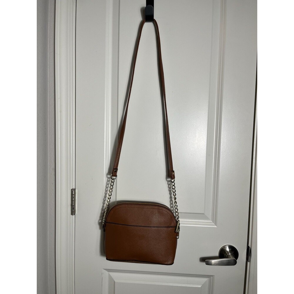 Steve Madden Crossbody Bag Purse Cognac Brown BMaggie Gold Chain